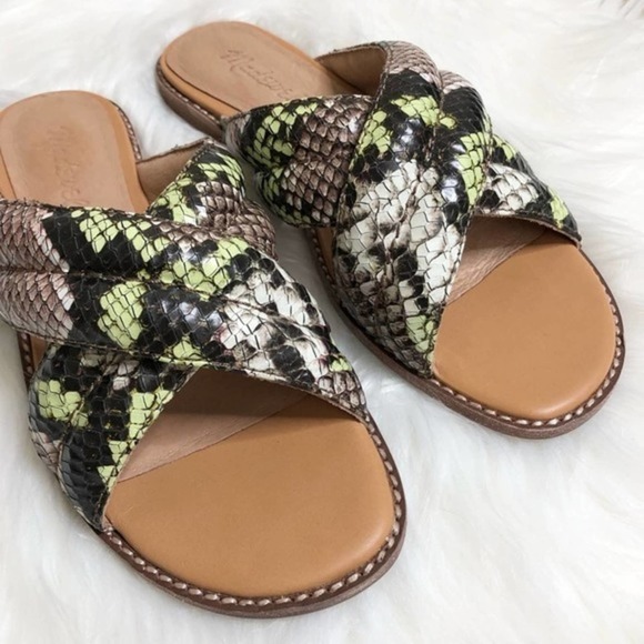 Madewell Slide Sandal in Snake Embossed Leather - Picture 2 of 12